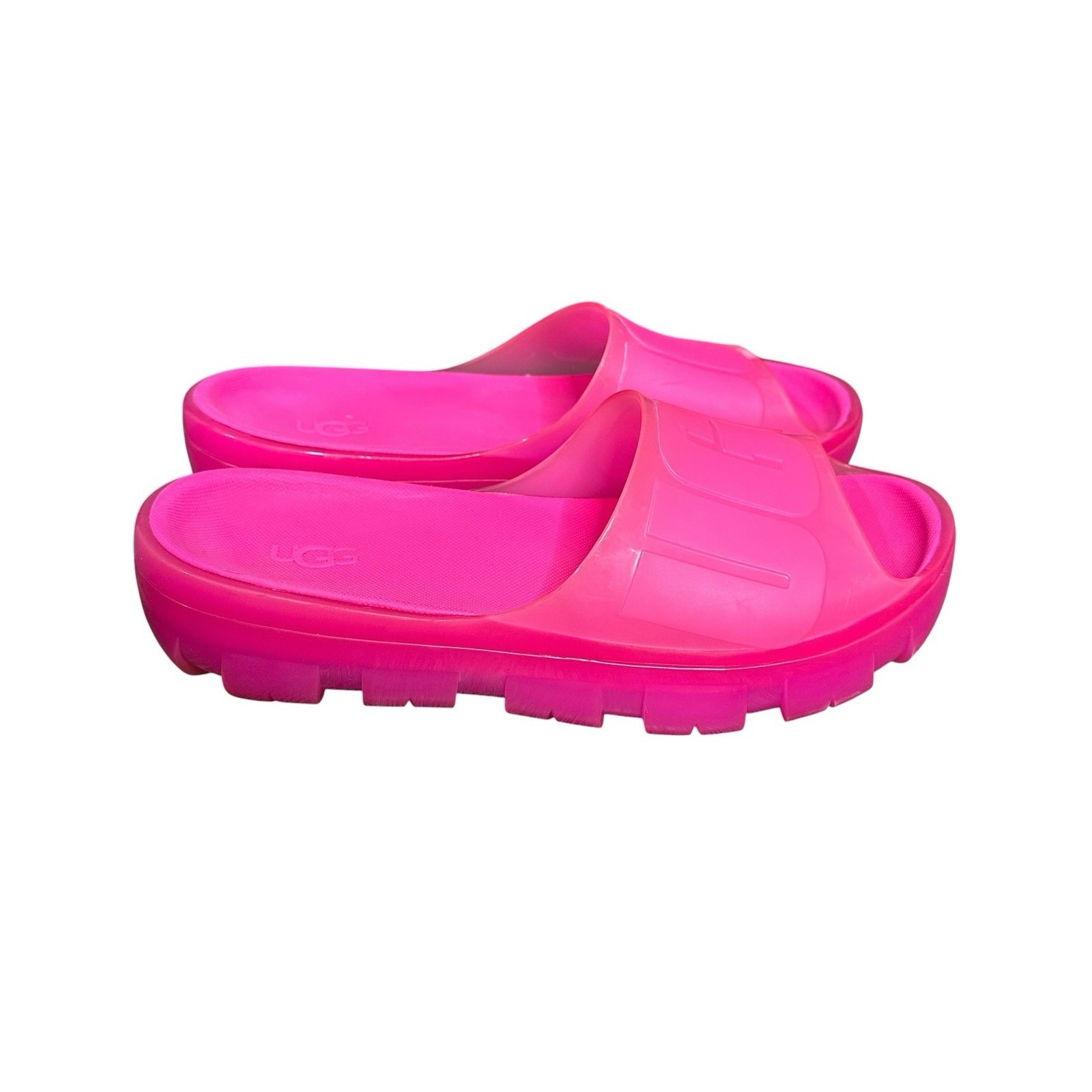 Ugg Women's Jella Clear Slides Dragon Fruit Hot Pink Jelly Platform Sz 9.5